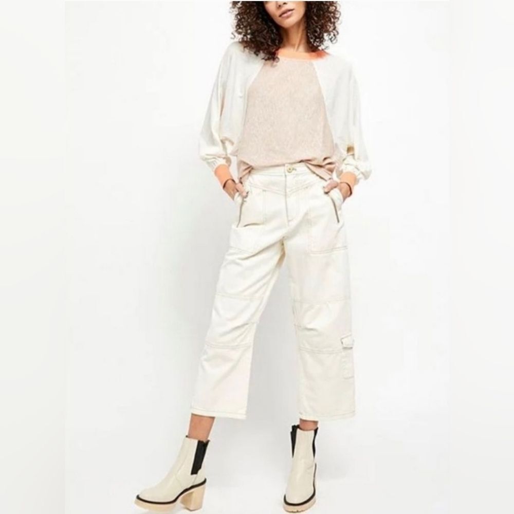Free People James Chelsea Leather Zip Ankle Boots White Made in Spain, Size 37 - Picture 6 of 16
